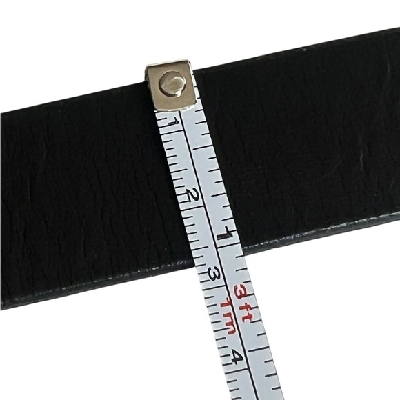 Vintage Liz Claiborne Genuine Leather Thin Black Belt Jeweled Buckle Boho Glam - Picture 4 of 5